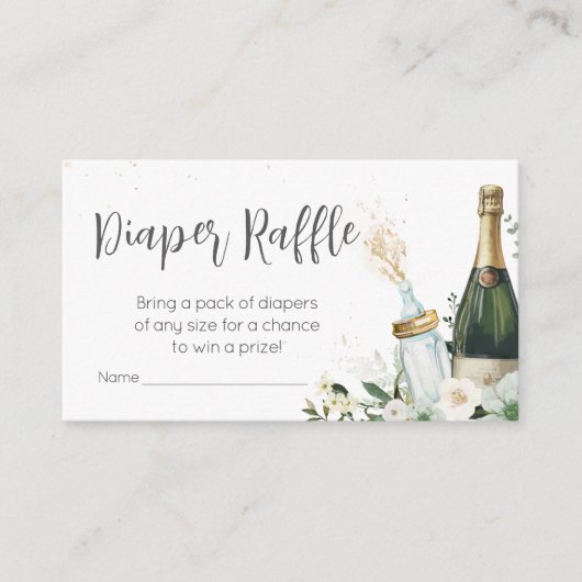 ポッピンのベビーボトルベビーシャワーおむつラッフル エンクロージャーカード (正面)