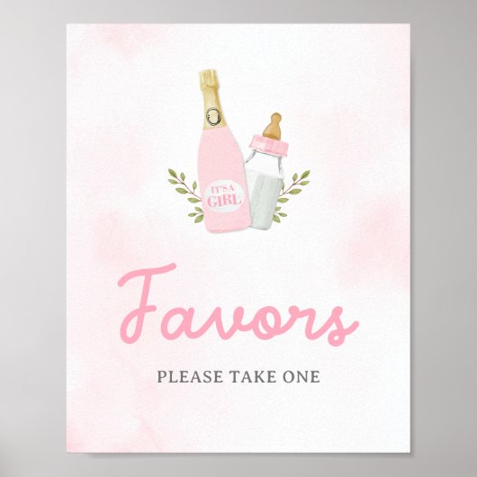 ポッピンボトルガールベビーシャワー好意サイン ポスター (正面)