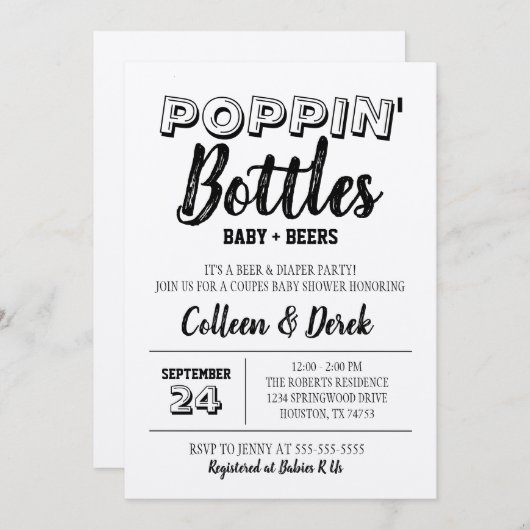 ポッピンボトルクラフトベビーシャワー招待状 招待状 (正面/裏面)