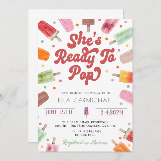 ポップが楽しみなパプシクルベイビーシャワー 招待状 (正面/裏面)