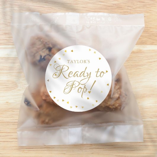 ポップする準備ができたかわいいゴールドのラブハートベイビーシャワー ラウンドシール