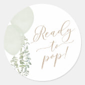 ポップする準備ができたツイン ベイビー シャワー サージュ グリーン バルーン ラウンドシール (正面)