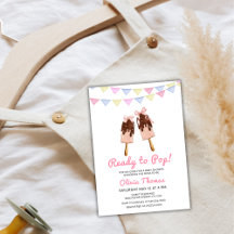 ポップする準備ができたピンクの弓のアイスクリーム ベイビーシャワー