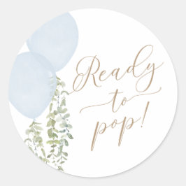 ポップする準備ができたブルーバルーン ツイン ボーイズ ベビーシャワー ラウンドシール