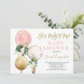 ポップする準備ができたベイビーシャワーガール招待状 招待状 (スタンド正面)