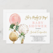 ポップする準備ができたベイビーシャワーガール招待状 招待状 (正面/裏面)