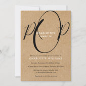 ポップする準備ができたベイビーシャワーチックスクリプト ラスティッククラフト 招待状 (正面)