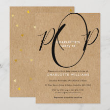 ポップする準備ができたベイビーシャワーチックスクリプト ラスティッククラフト