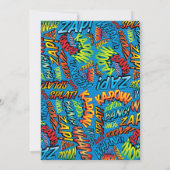 ポップする準備ができたベイビーシャワーマンガ楽しい青 招待状 (裏面)