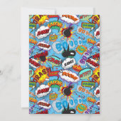 ポップする準備ができたベイビーシャワーマンガ 現代の青 招待状 (裏面)