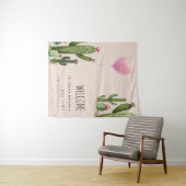 ポップする準備ができた女の子の風船サボテン 緑のベイビーシャワー タペストリー (インサイチュ(横))