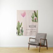 ポップする準備ができた女の子の風船サボテン 緑のベイビーシャワー タペストリー (インサイチュ)