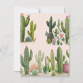 ポップする準備ができた女の子の風船サボテン 緑のベイビーシャワー 招待状 (裏面)