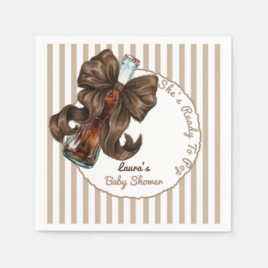 ポップする準備ができた ソーダボウ ベイビーシャワーパーティー スタンダードカクテルナプキン (正面)