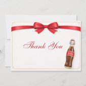 ポップする準備ができた レッド コケッテ ボウ ベイビー シャワー サンキューカード (正面)