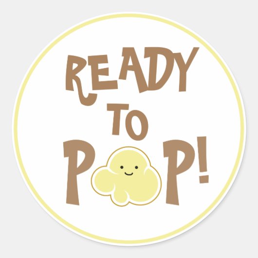 ポップする準備OK かわいいポップコーンの種 ラウンドシール (正面)