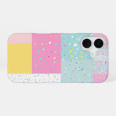 ポップでかわいいパッチワークテラゾー柄 iPhone 16ケース (裏面横)