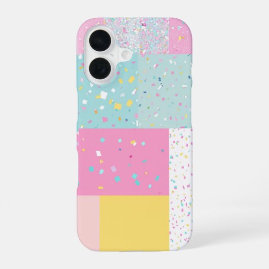 ポップでかわいいパッチワークテラゾー柄 iPhone 16ケース (裏面)