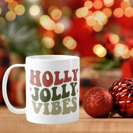 ポップでカラフルな 1960年代風 クリスマス ギフト コーヒーマグカップ