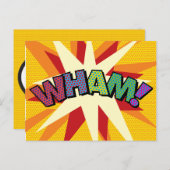 ポップでカラフルなWHAM! パーソナライズスピーチバブル 案内ポストカード (正面/裏面)