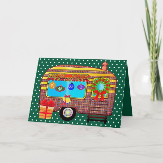ポップでフェスティブなレトロキャンパー シーズンカード (正面)