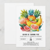 ポップでフルーティーなバナナの誕生日 招待状 (正面/裏面)