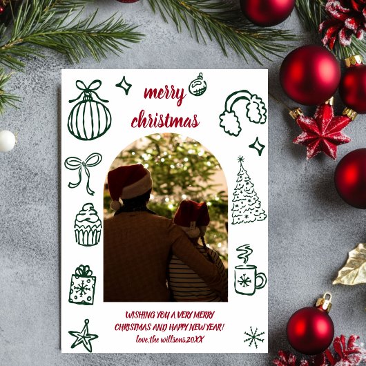 ポップでレトロなクリスマス アーチ写真 ホリデー カード