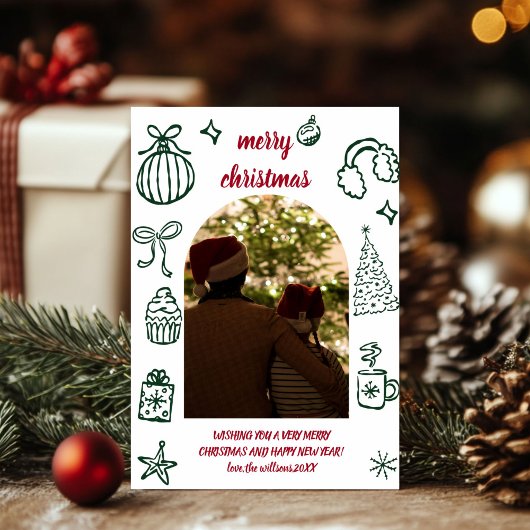 ポップでレトロなクリスマス アーチ写真 ホリデー カード