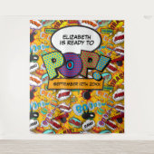 ポップで楽しいベイビーシャワーフォトブースの背景 タペストリー (正面)