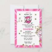 ポップで楽しいモダンな女の子のベビーシャワー 招待状 (正面)