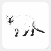 ポップなエッジ、猫のステッカー スクエアシール (正面)