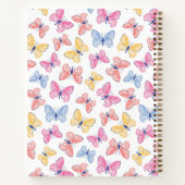 ポップなカラフル虹色蝶のモノグラム ノートブック (裏面)