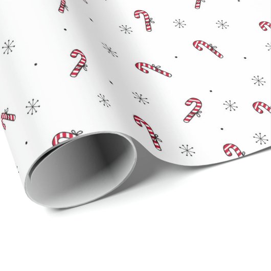 ポップなクリスマス柄のラッピングペーパー - キャンディポップと雪の結晶 ラッピングペーパー (ロールコーナー)