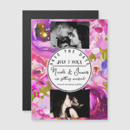ポップなピンクとパープルの鮮やかな花でSave the Date