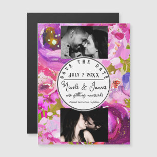ポップなピンクとパープルの鮮やかな花でSave the Date
