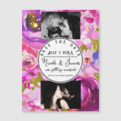 ポップなピンクとパープルの鮮やかな花でSave the Date (正面)