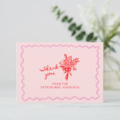 ポップなピンクの手描きデザイン サンキューカード (スタンド正面)