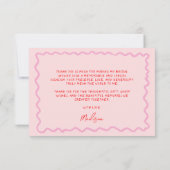 ポップなピンクの手描きデザイン サンキューカード (裏面)