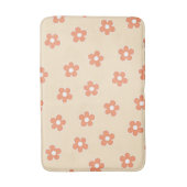 ポップなピンク＆オレンジの花柄 レトロ、ポジティブ、 バスマット (正面縦)