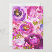 ポップなピンク パープル ゴールドのモダンな花のウェディング 招待状 (裏面)