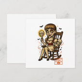 ポップなホラー人形 - 不気味なキュートなハロウィン シーズンカード (正面/裏面)