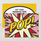 ポップなメッセージを楽しくレトロなコミックブック ポップアート 案内状 (正面/裏面)