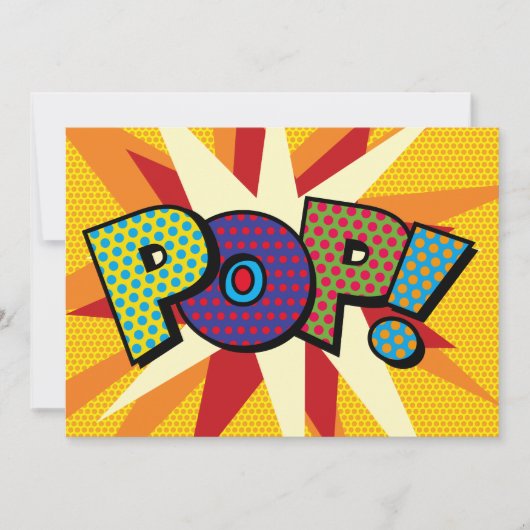 ポップなメッセージ スピーチ バブル ファン レトロ 案内状 (正面)