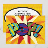 ポップなメッセージ スピーチ バブル ファン レトロ 案内状 (正面/裏面)