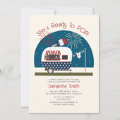 ポップなレッド・ホワイト・ブルーの愛国的なベビーシャワー 招待状 (正面)