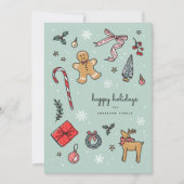 ポップな手描きホリデーイラストカード シーズンカード (正面)