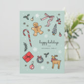 ポップな手描きホリデーイラストカード シーズンカード (スタンド正面)