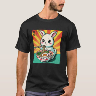 ポップな日本のアートヌードルズラバーカットウサギキットラーメン Tシャツ