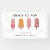 ポップに準備完了!ベイビーシャワーのカスタムウェルカムポップシクル 横断幕 (横)