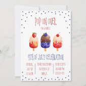 ポップに遊びに来て！アイスポッキーのテーマの独立記念日パーティー 招待状 (正面)
